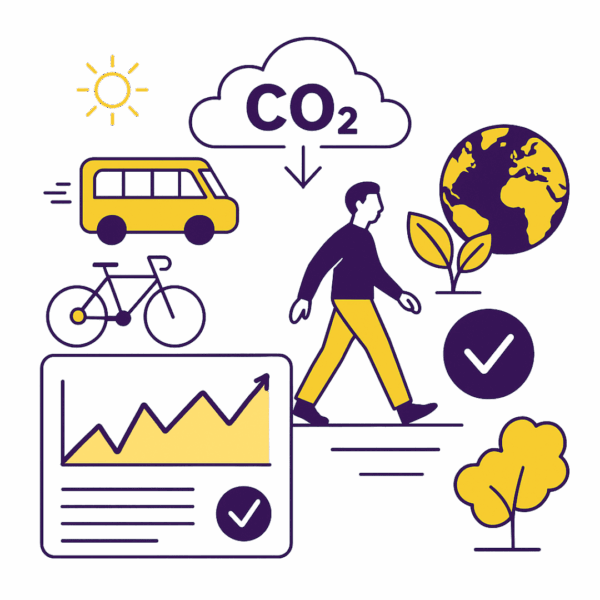 Links: Probleme (Stau, CO₂, Kosten, Akzeptanz).